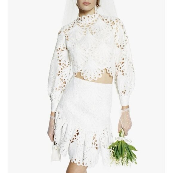 NWT MAJE Julie Guipure Lace Mini Skirt 36 us 4 - Picture 5 of 13